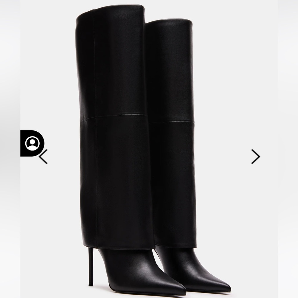 STEVE MADDEN SMITH BLACK LEATHER BOOTS